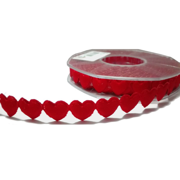 Nastro Cuore Imbottito da 15 mm - Colore Rosso